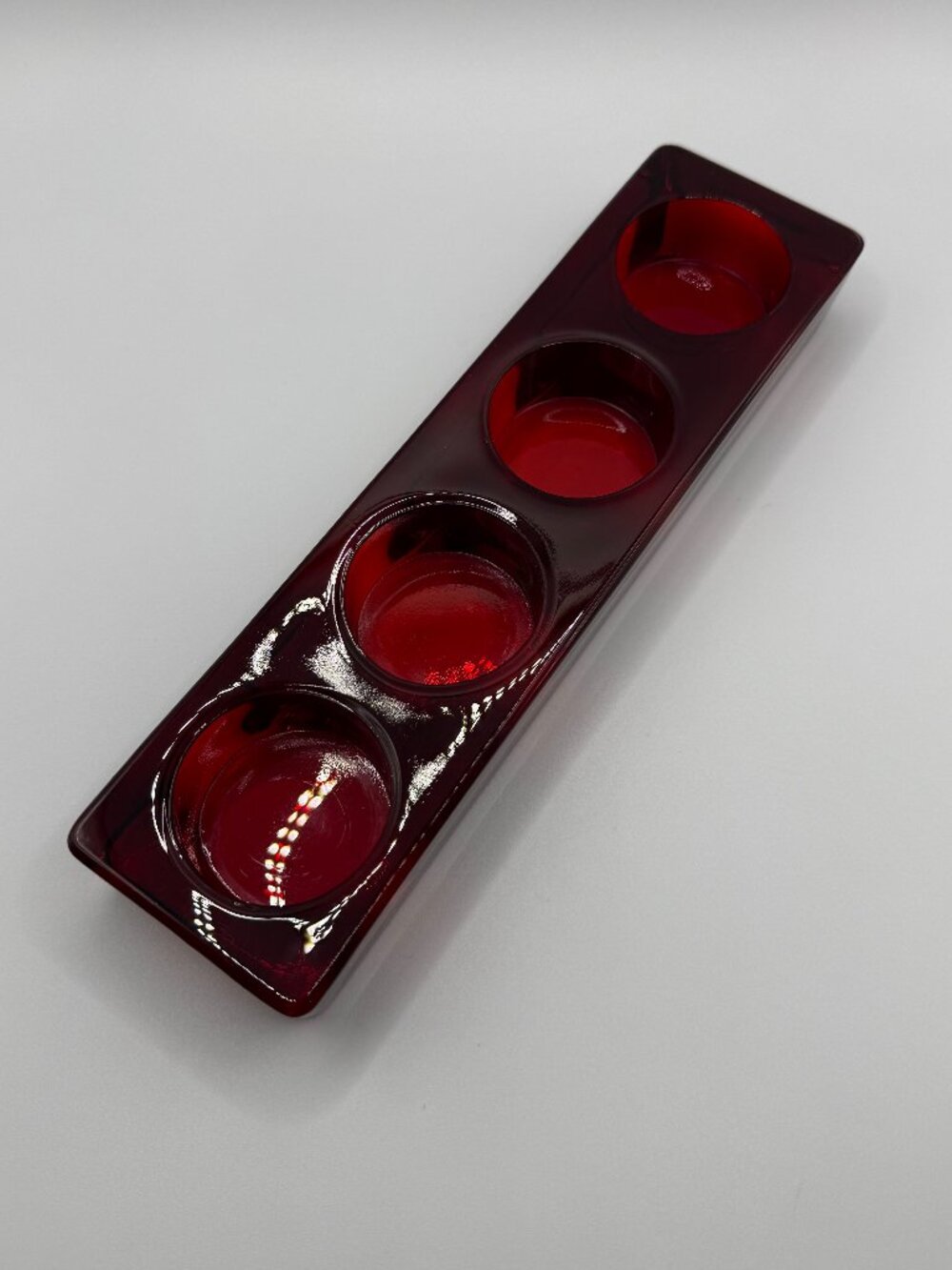 VTG Crate & Barrel Ruby Red Glass Tea Light Holder